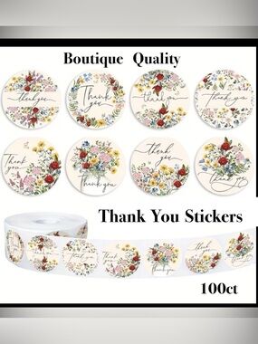 Thank You Sticker Boutique Quality  ~🆕~
100~ Floral Designs ~ Self adhesive